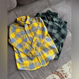 Plaid Flannel Shirts - Yellow and Green